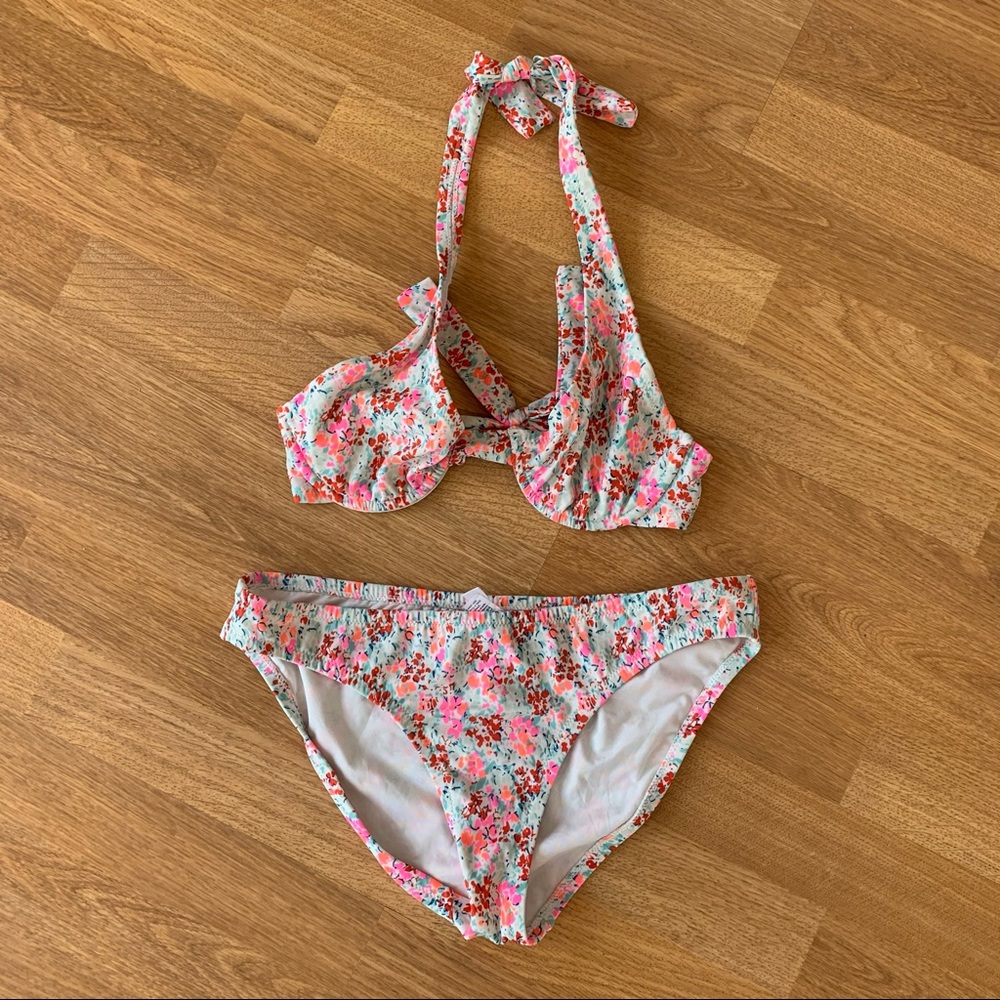 J. Crew Neon Floral Bikini